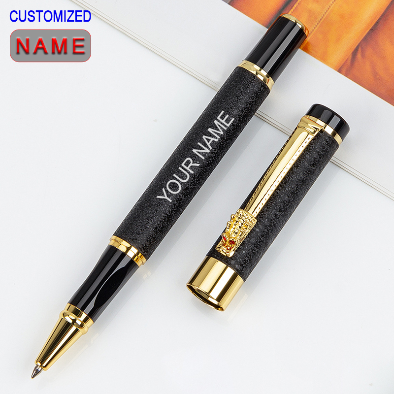 Stationery And Office Supply Stores - カスタム彫刻金属ジェルペン、テキスト書き込み文房具、オフィスアクセサリー、学用品、高級店、教師へのギフト、黒、2025