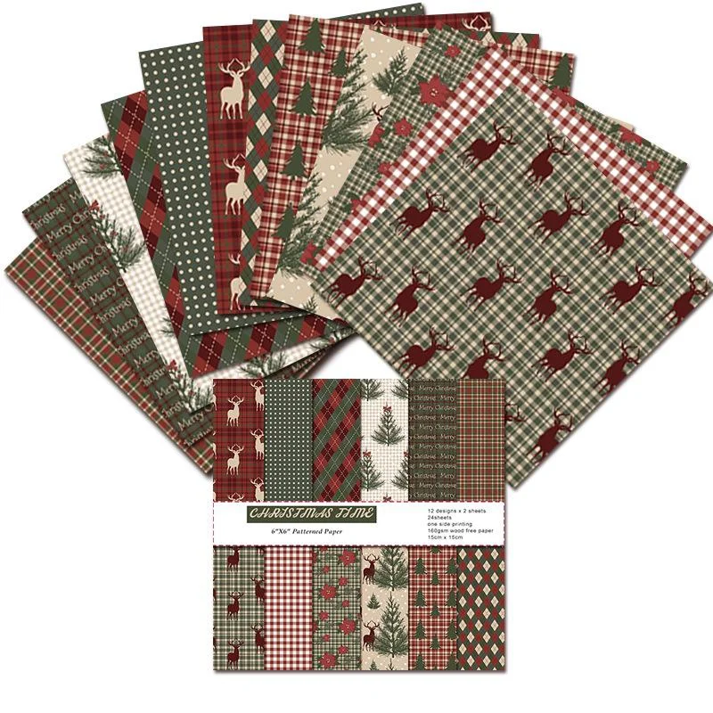 Graph Paper Pad - 1 セットヴィンテージメリークリスマススクラップブック紙パッド各種パターンデコパージュカードストック紙片面 DIY 装飾
