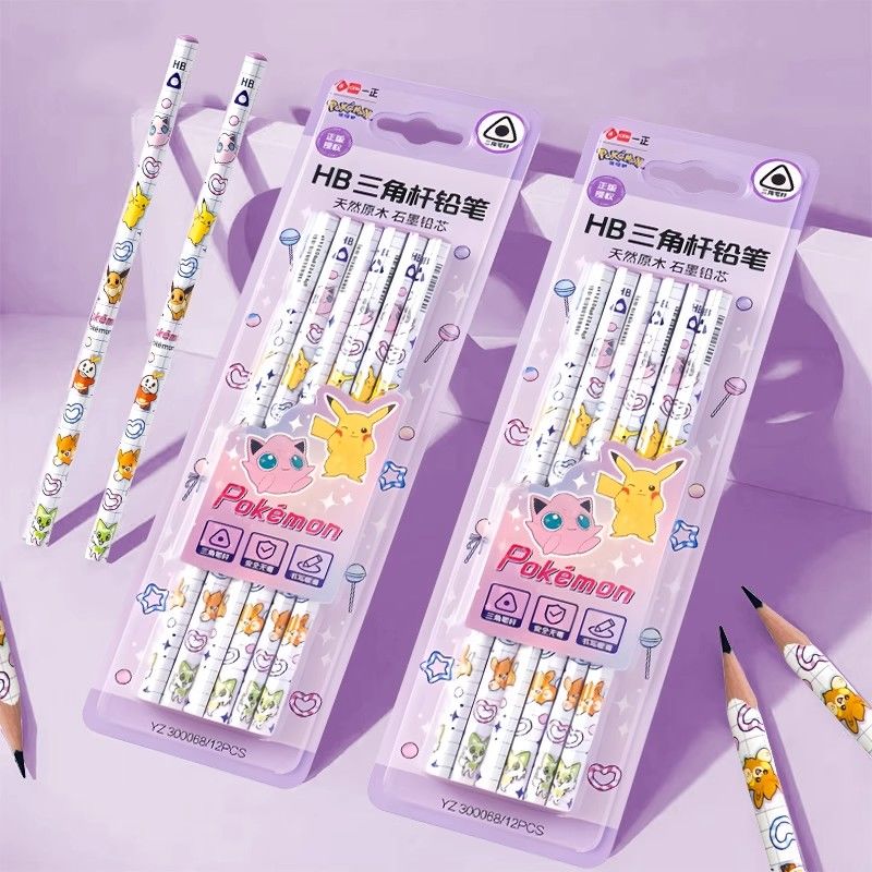 Stationery Supply - ポケモン三角形2B木製鉛筆 軽量筆記具 日常マーキング デスクトップ収納 オフィス 学校用品