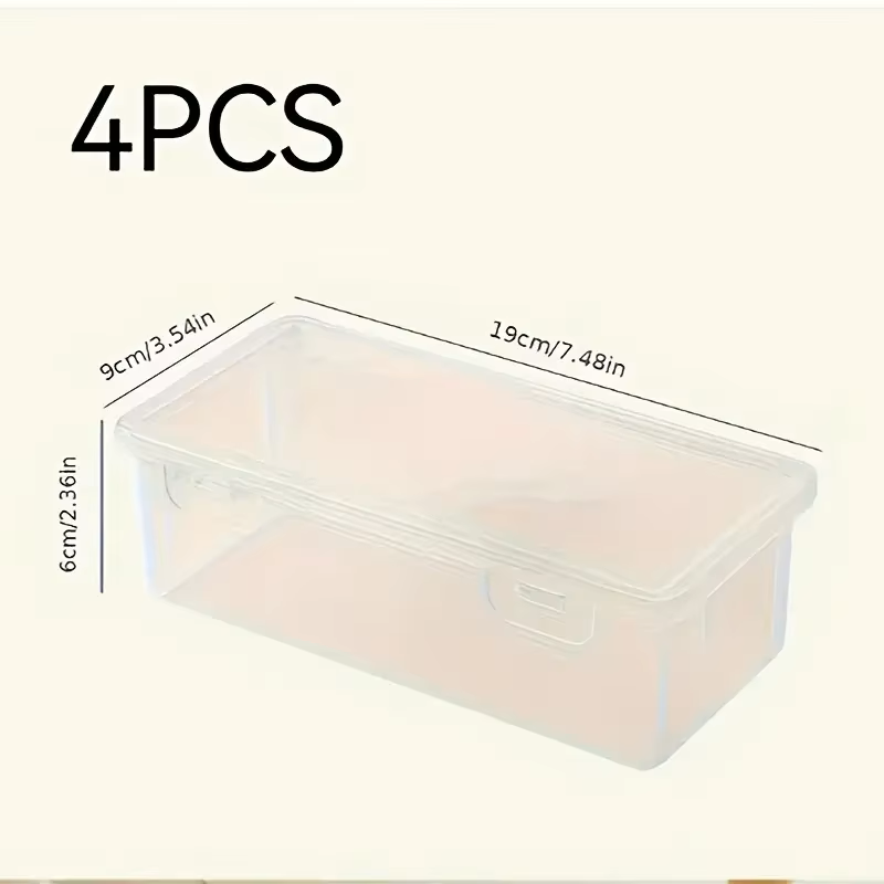 Stationery And Office Supply Stores - 蓋付きの大型透明PP収納ボックス4個、オフィス用品、鉛筆、工芸品の収納に使用