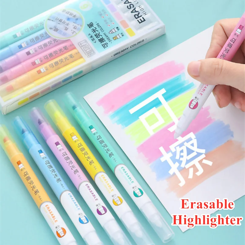 Highlighter Set Pastel - 6 色消去可能な蛍光ペンセット両端パステルマーカー学生研究ノート取り弾丸ジャーナルプランナー描画