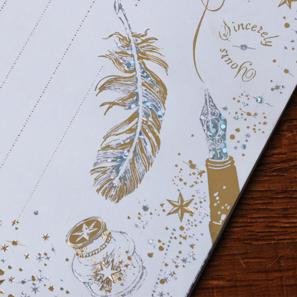 Letter Envelope Kraft - 招待状用紙セット1セット クラフト紙 ホットスタンピング フェザーパターン クリスマス ホリデー