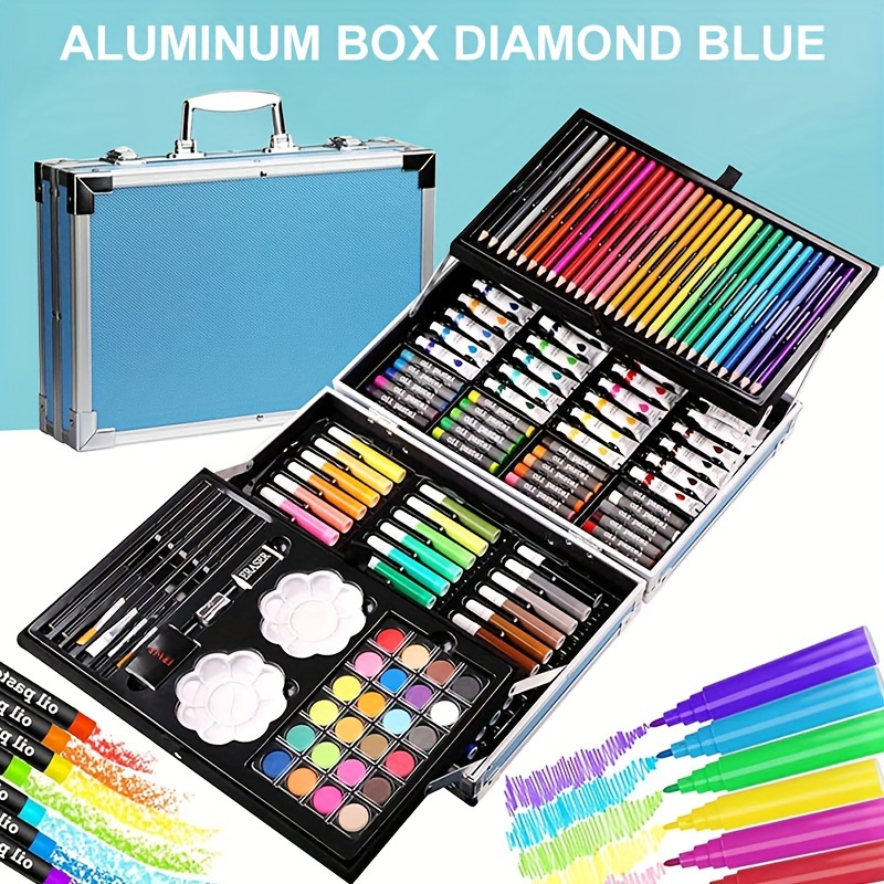 Highlighter Set Pastel - 画材、145パック絵画描画アートキット、デラックス二層アートセットクラフト、色鉛筆、オイルパステル、水彩