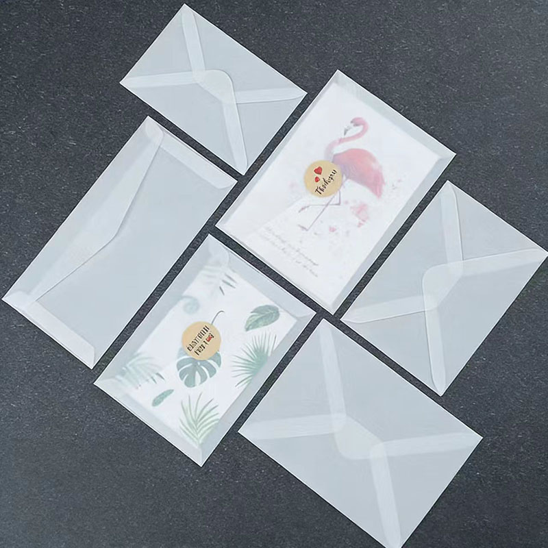 Letter Envelope Kraft - 50 個の半透明の空白封筒、ポストカード、メッセージレター、ビジネス、フェスティバル、結婚式の招待状、ギフト包装用のさまざまなサイズ