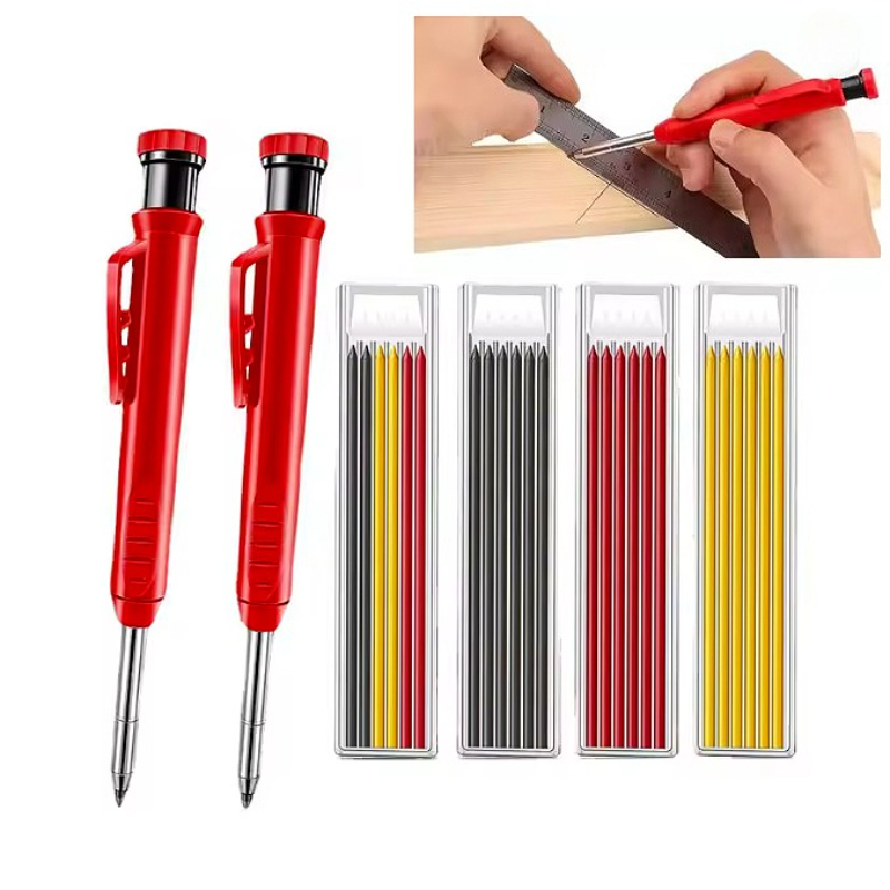 Mechanical Pencil Lead - 固体大工鉛筆セット木工ツール機械式 3 色リフィル建設作業大工マーキングスクライバー