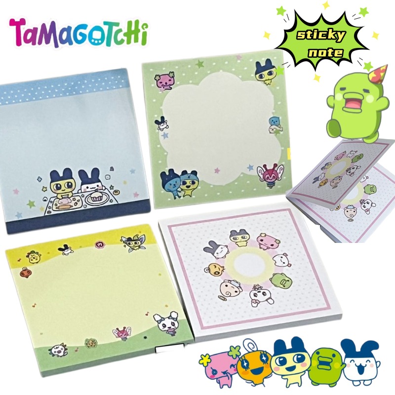 Graph Paper Pad - 4 個たまごっちマメッチ漫画かわいいパターンメモパッドかわいい学生ノート学習付箋文具卸売