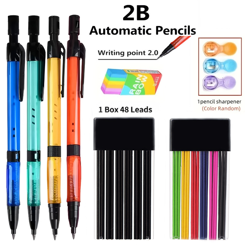 Mechanical Pencil Lead - 2.0mm シャープペンシルセット 2B 黒/カラー芯リフィル付き スケッチアート、スケッチ、絵画、筆記用文具用品