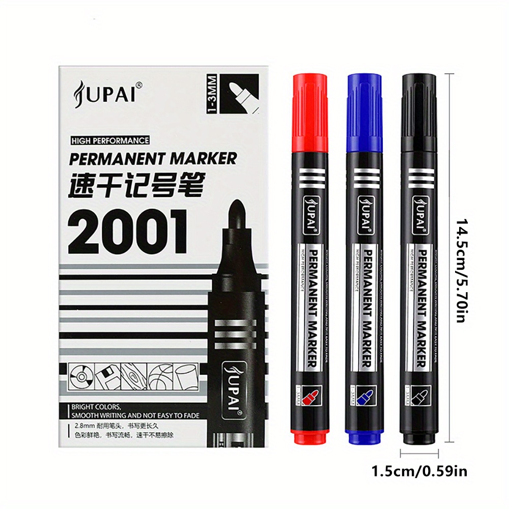 Ideal Stationery & Office Supply - 3色の永久マーカーペン – 速乾性、汚れ防止、耐摩耗性 | メモ取りに最適なオフィス文具