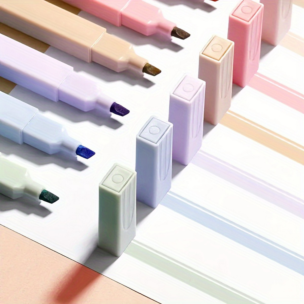 Highlighter Set Pastel - 6/12本入りアソートカラーハイライターセット、滲まないソフトチップ、文房具用の美しいペンマーカー