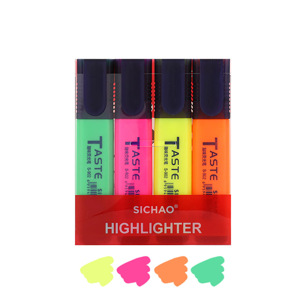 Highlighter Set Pastel - 4本セット 蛍光ペン チゼルチップ マーカー 学校 オフィス