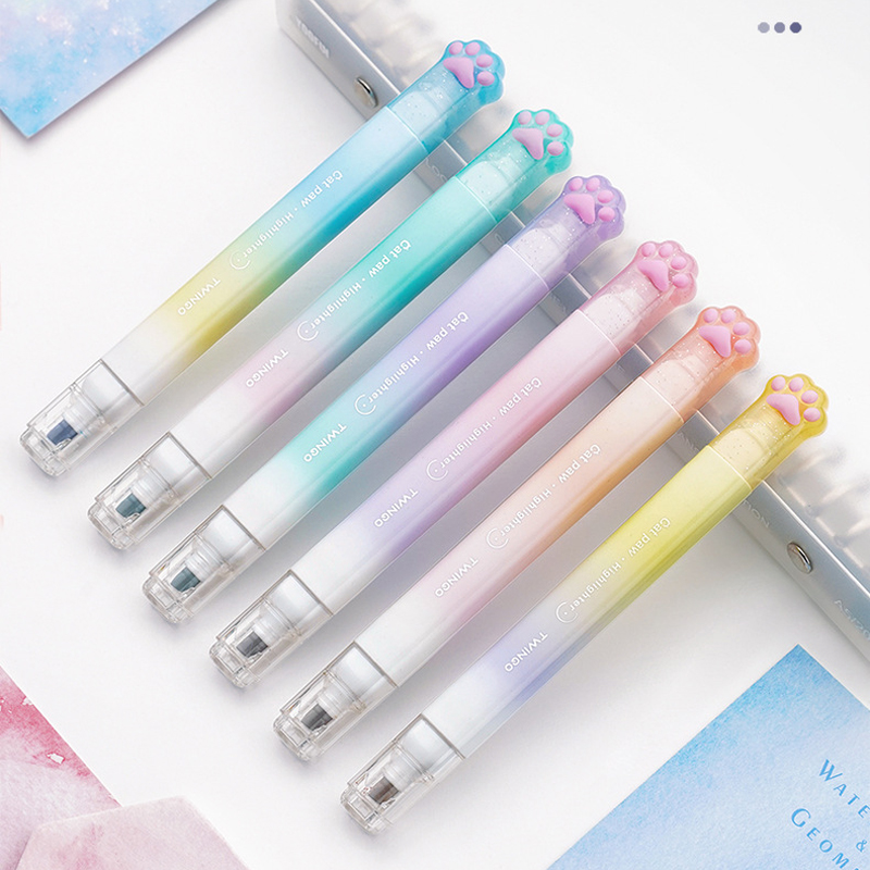 Highlighter Set Pastel - 6 個のかわいい蛍光ペンセットパステル蛍光マーカーペンかわいいソフトチップ蛍光ペン学生学用品用かわいい