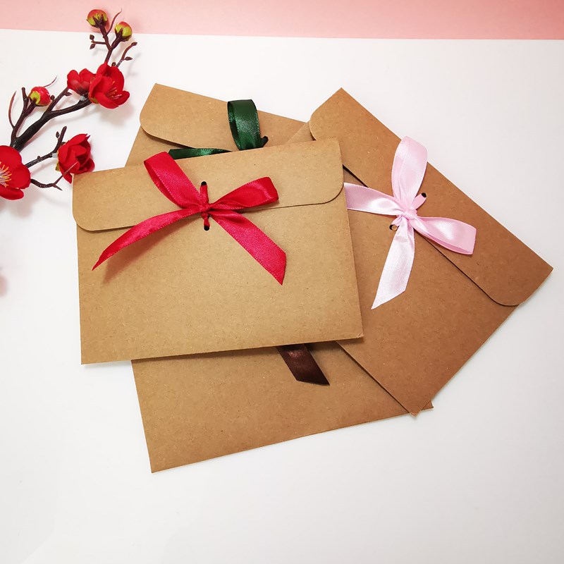10 個レトロクラフト封筒バッグリボンボウ CD ホルダーグ - Letter Envelope Kraft のレビューと価格