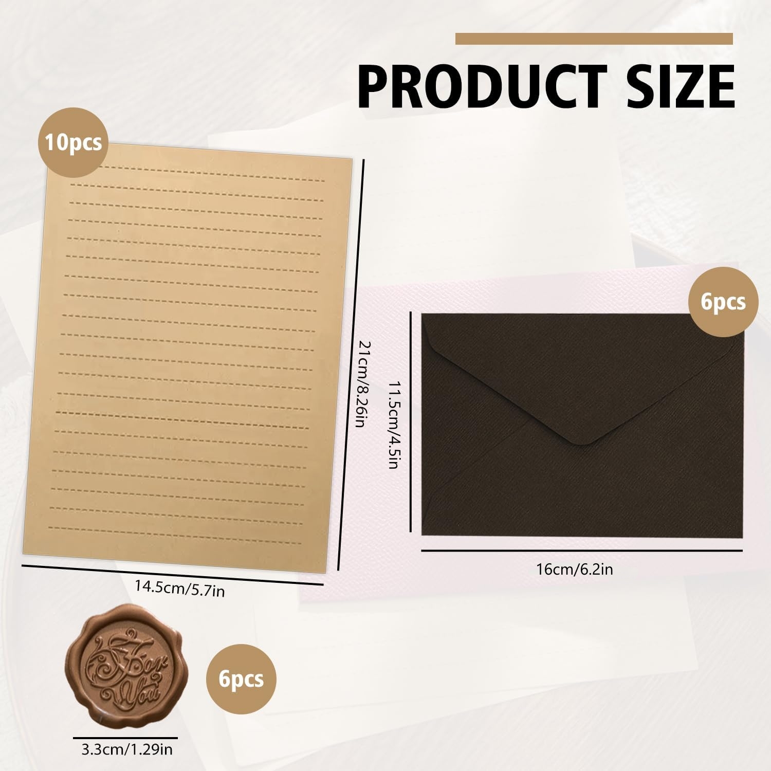 22個入りヴィンテージ筆記用紙セット 10枚のA5クラフト紙 - Letter Envelope Kraft のレビューと価格
