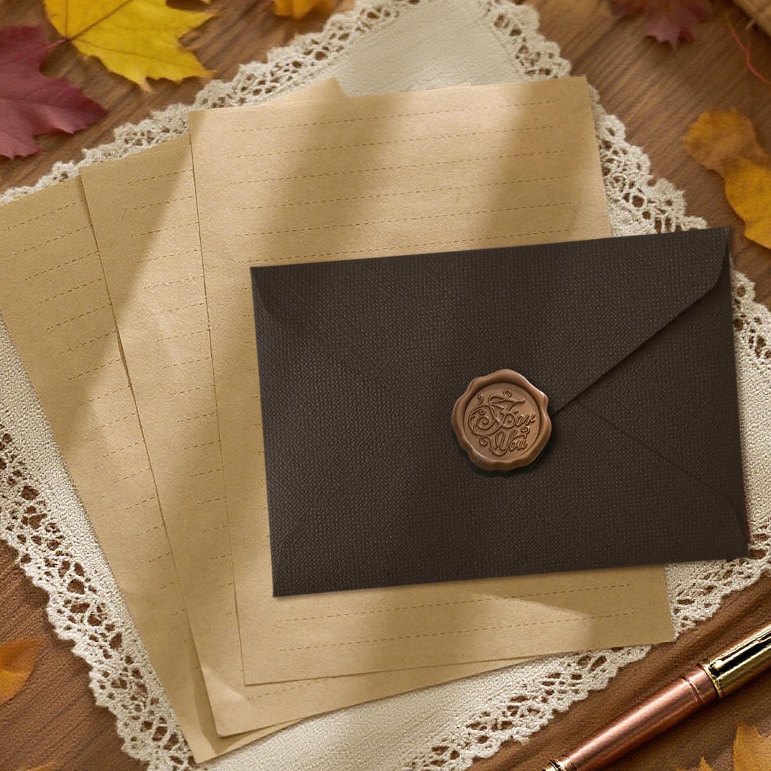 22個入りヴィンテージ筆記用紙セット 10枚のA5クラフト紙 - Letter Envelope Kraft のレビューと価格
