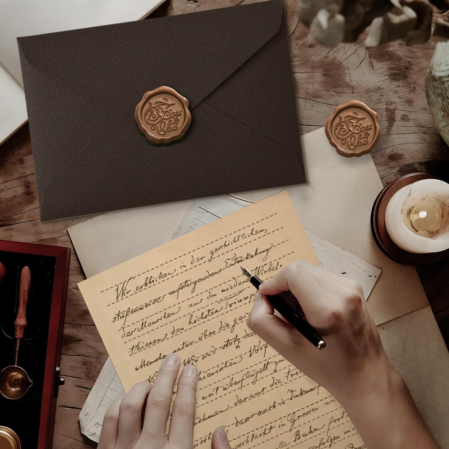 22個入りヴィンテージ筆記用紙セット 10枚のA5クラフト紙 - Letter Envelope Kraft のレビューと価格