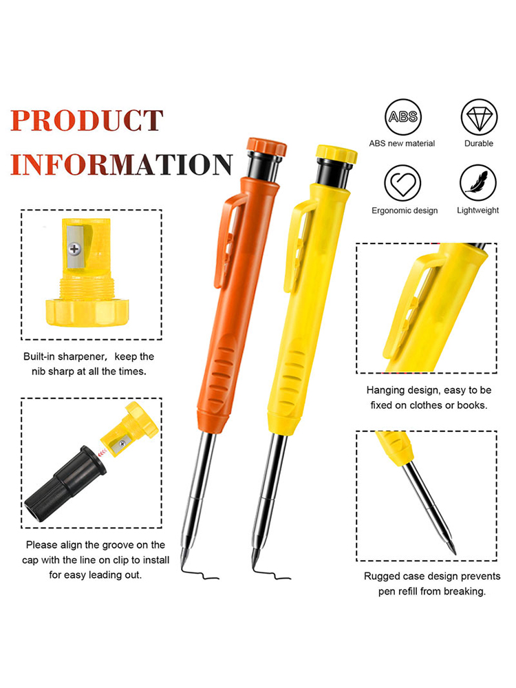 ソリッド大工鉛筆セット木工ツールシャープペンシル 3 色リフ - Mechanical Pencil Lead のレビューと価格