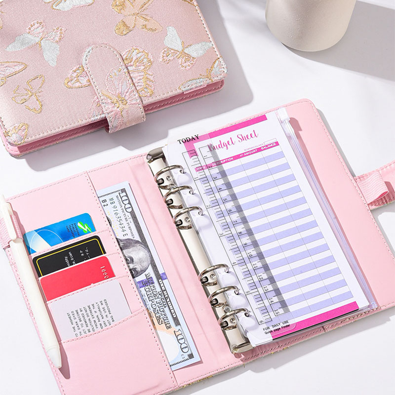 3種類のA6サイズ布製バタフライバジェットバインダー、ジッパ - Planner Weekly Budget のレビューと価格