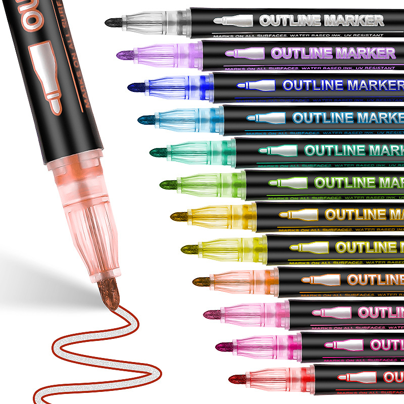 8-60色ダブルラインアウトラインアートペンマーカーペンDI - Highlighter Set Pastel のレビューと価格