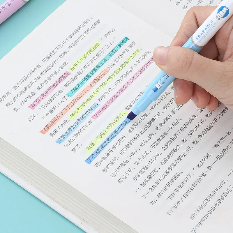 6 色消去可能な蛍光ペンセット両端パステルマーカー学生研究ノ - Highlighter Set Pastel のレビューと価格