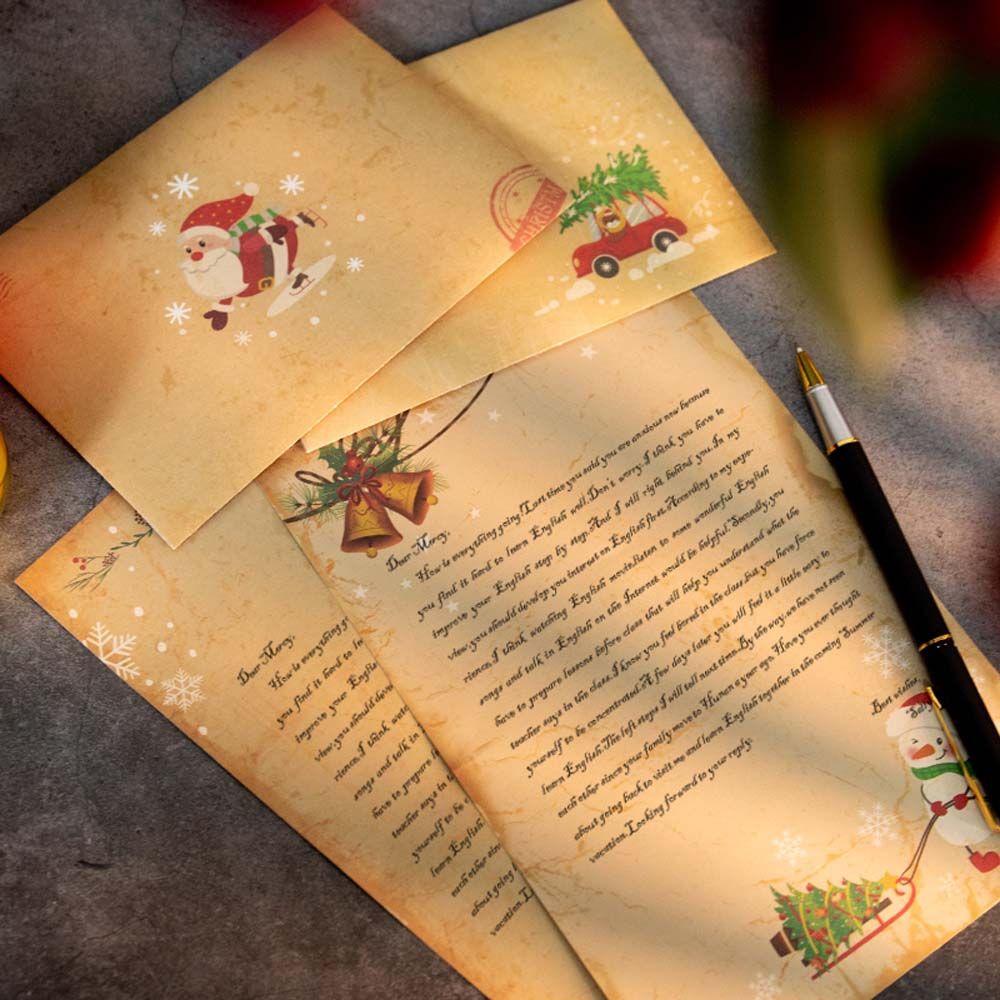 DIY ヴィンテージ サンタクロース ギフト 招待状 雪だる - Letter Envelope Kraft のレビューと価格