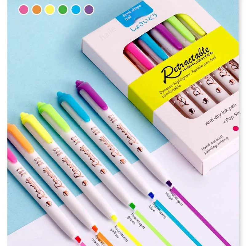 モランディ格納式蛍光ペン、蛍光ペン、製図用マンダムマーカー、 - Highlighter Set Pastel のレビューと価格