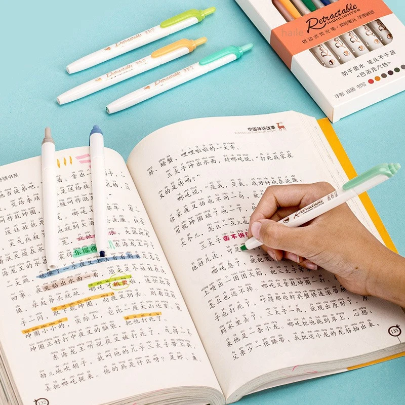 モランディ格納式蛍光ペン、蛍光ペン、製図用マンダムマーカー、 - Highlighter Set Pastel のレビューと価格