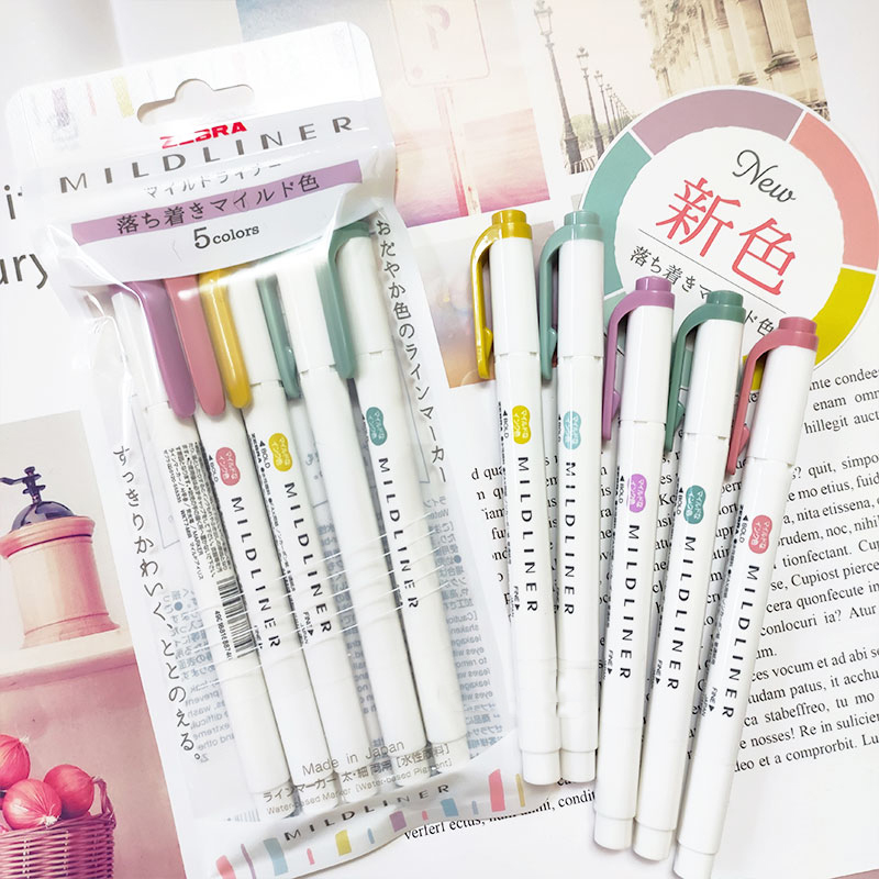 新しいゼブラマイルドライナーハイライターマーカー、WKT7  - Highlighter Set Pastel のレビューと価格