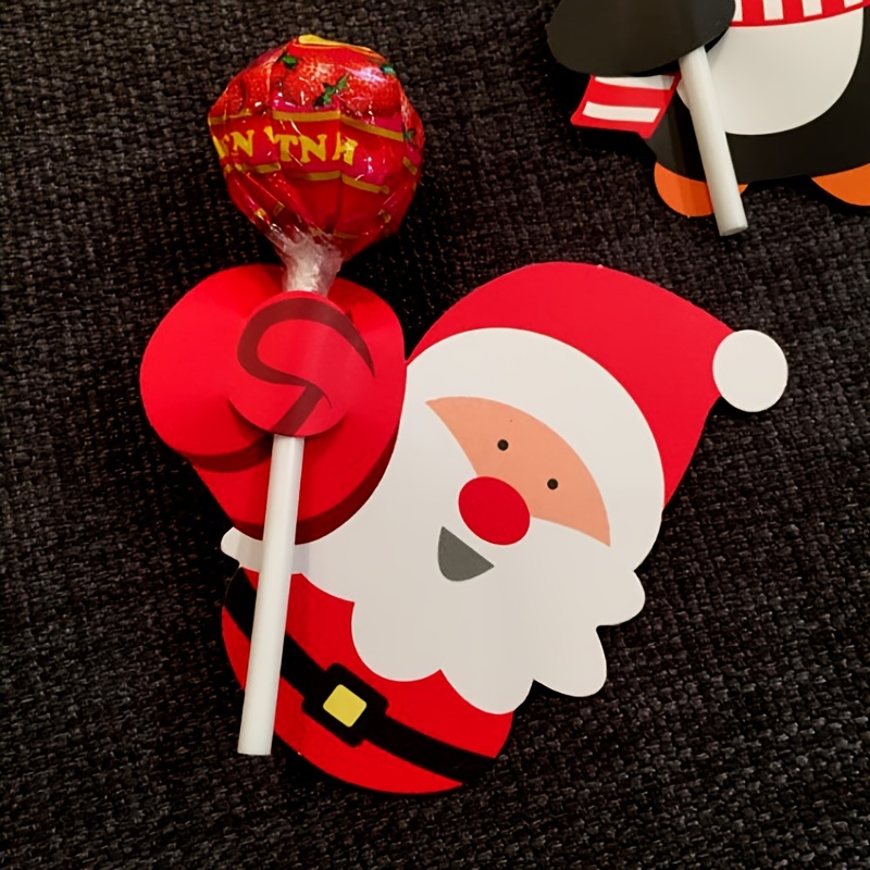クリスマスロリポップ紙カード漫画サンタクロースペンギン雪だる - Cardstock Paper Pack のレビューと価格
