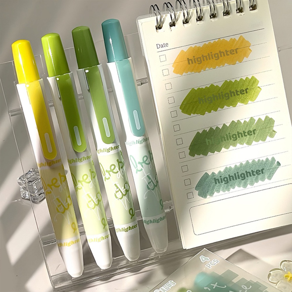 4本セット 新グラデーションカラー蛍光ペン プレス式チゼルチ - Highlighter Set Pastel のレビューと価格