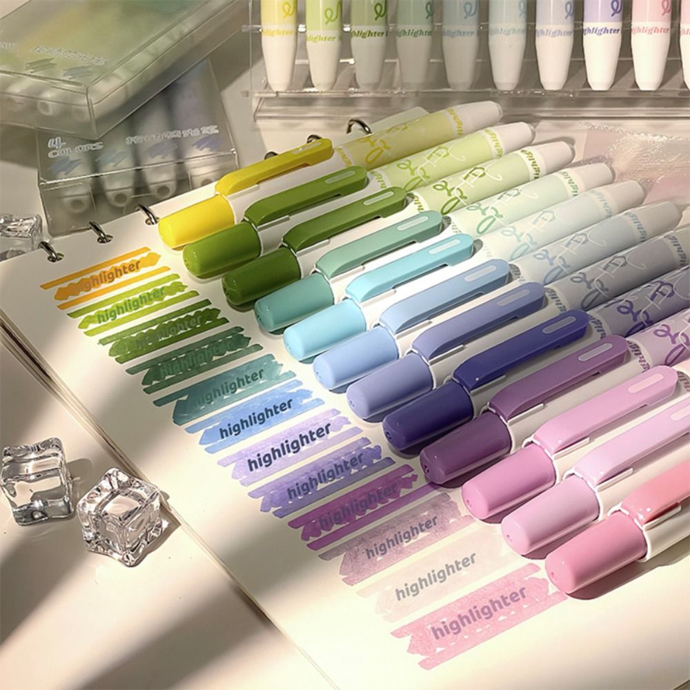 4本セット 新グラデーションカラー蛍光ペン プレス式チゼルチ - Highlighter Set Pastel のレビューと価格