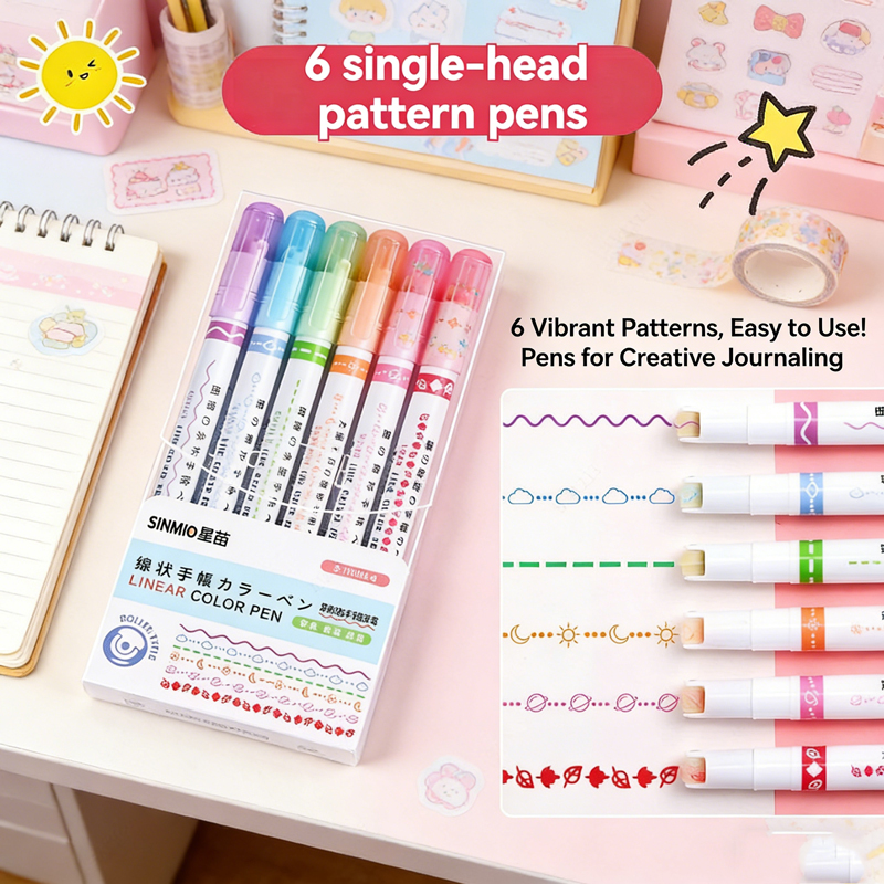 6-24本/セット 花柄ラインシェイプ蛍光ペン ローラーチッ - Highlighter Set Pastel のレビューと価格