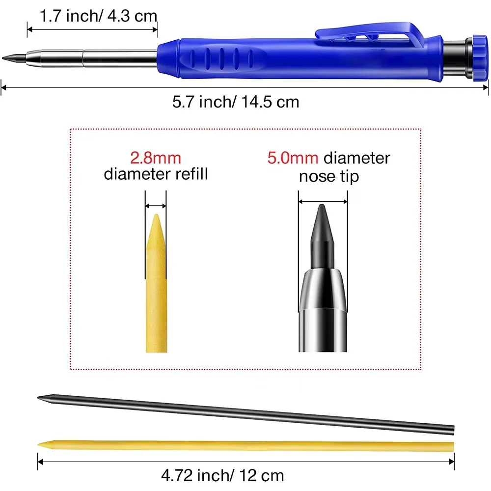 固体大工鉛筆セット木工ツール機械式 3 色リフィル建設作業大 - Mechanical Pencil Lead のレビューと価格