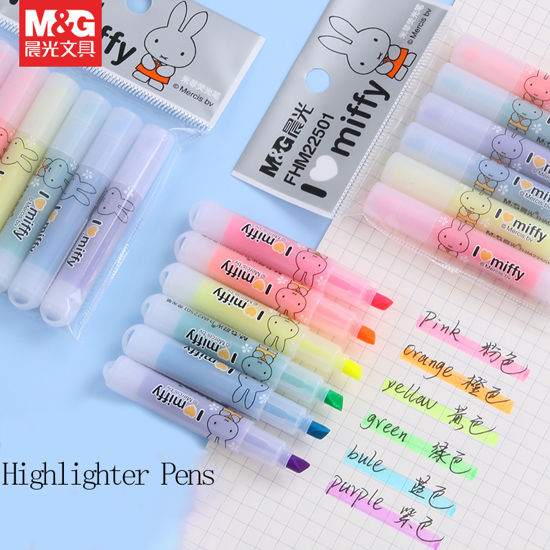 M&G ハイライターマーカー 角型チップデザイン キャンディ - Highlighter Set Pastel のレビューと価格