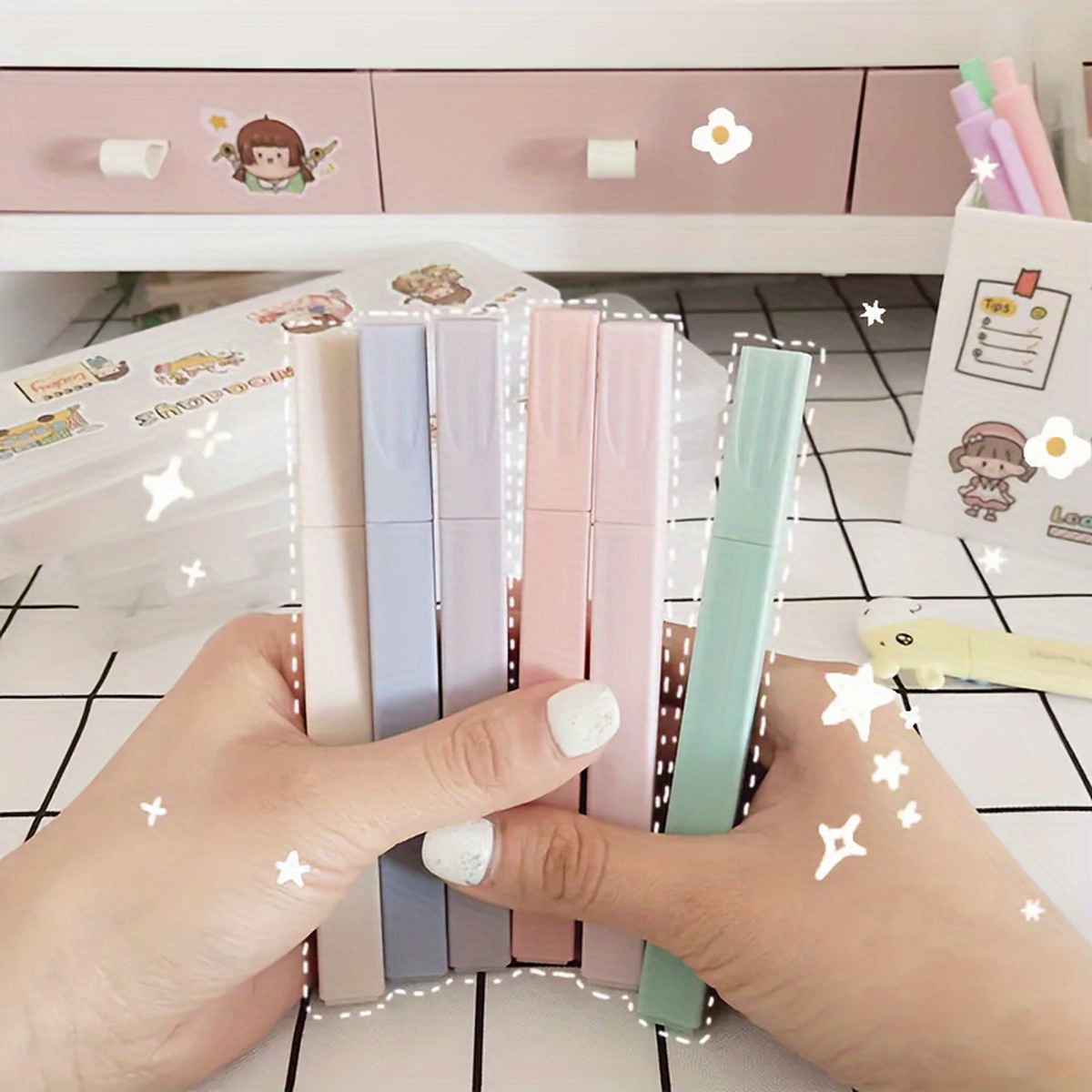 6/12本入りアソートカラーハイライターセット、滲まないソフ - Highlighter Set Pastel のレビューと価格