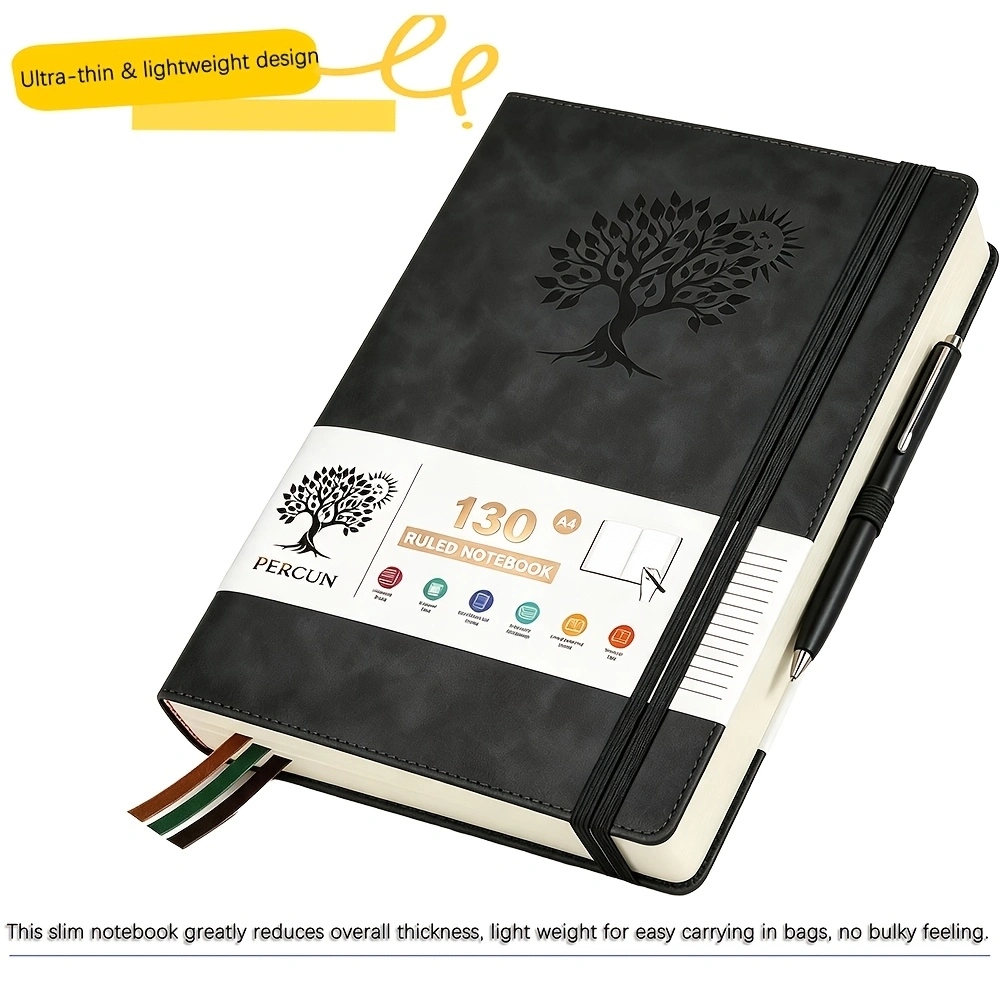 A4罫線入りハードカバーダイアリーノート、フェイクPUレザー - Journal Leather Hardcover のレビューと価格
