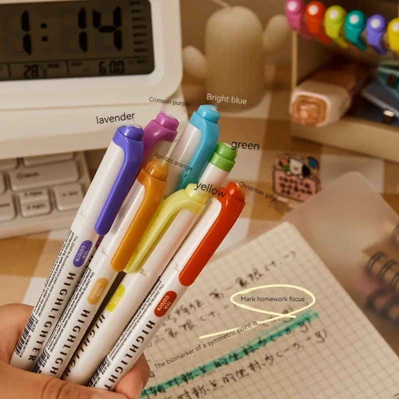 5 色/箱双頭蛍光ペンセット蛍光描画マーカー蛍光ペンアート日 - Highlighter Set Pastel のレビューと価格